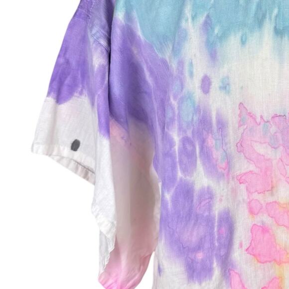 Gene Ewing Bright Tie Dye Linen Cotton Blend Oversized Top Beach Swim Coverup - Picture 6 of 12
